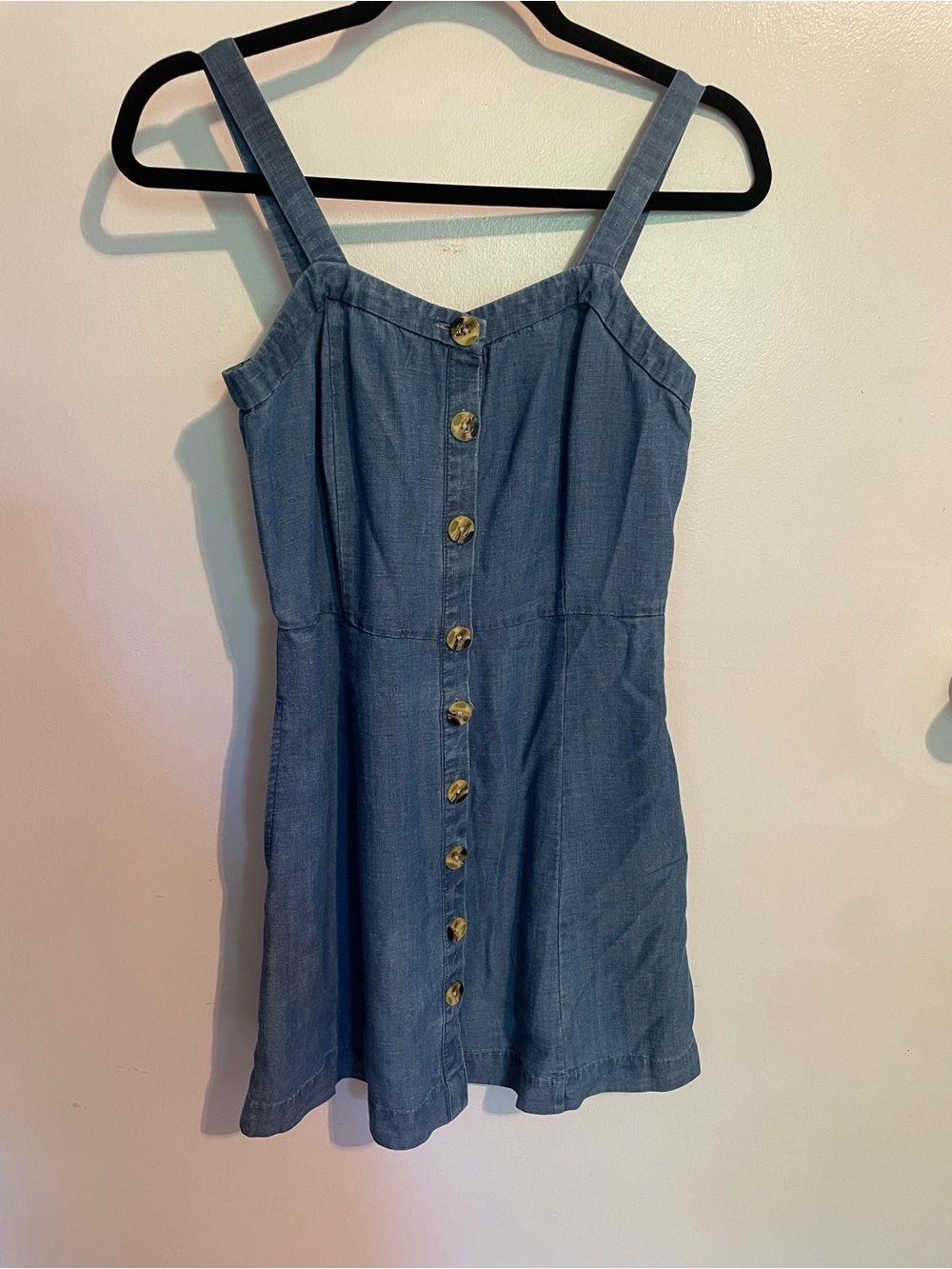 LOFT Denim Button-Front Sundress - Blue 2P